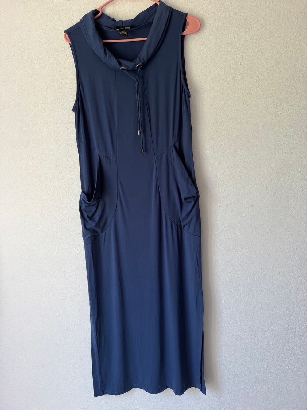 Michael Tyler Blue Collared Drawstring Sleeveless Sport Dress with Pockets S P